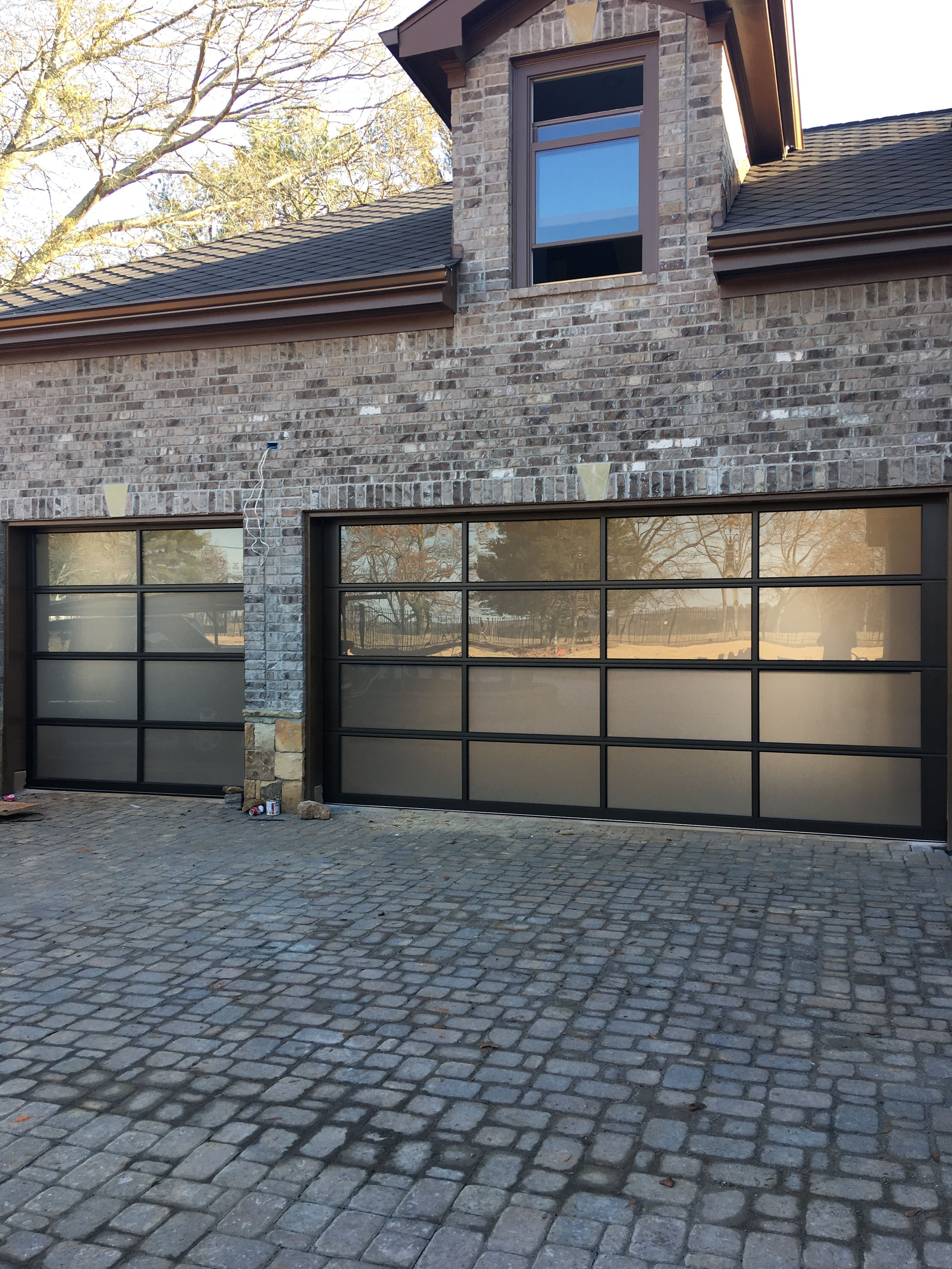 Close-up Frosted Glass Garage Door Panel