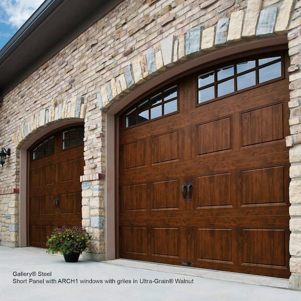 Sleek, contemporary garage with an array of exquisite wooden doors