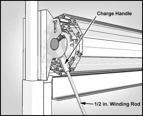 Workers Operating Rolling Grille Door