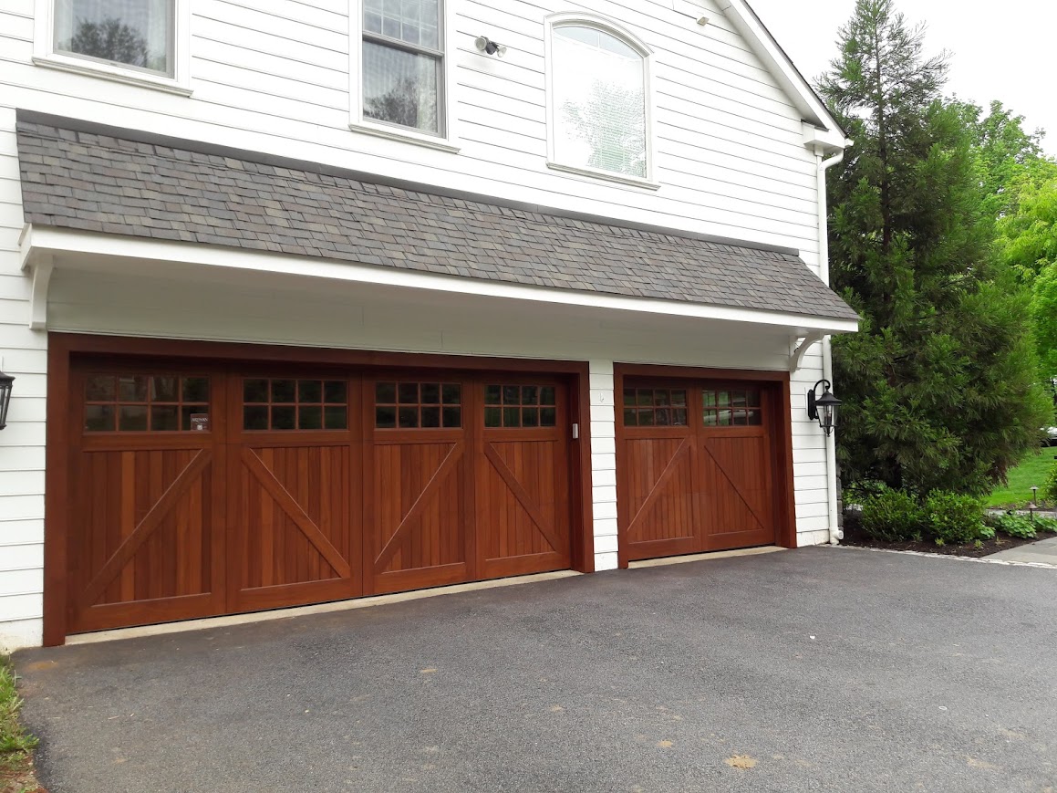 Modern Garage Design Glass Insets Metal Accents
