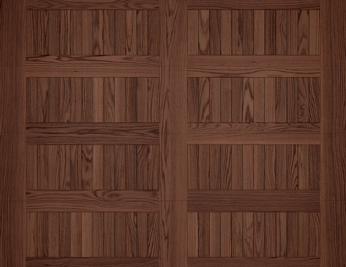 Close-up shot of a motorized mechanism for a roll-up wood garage door