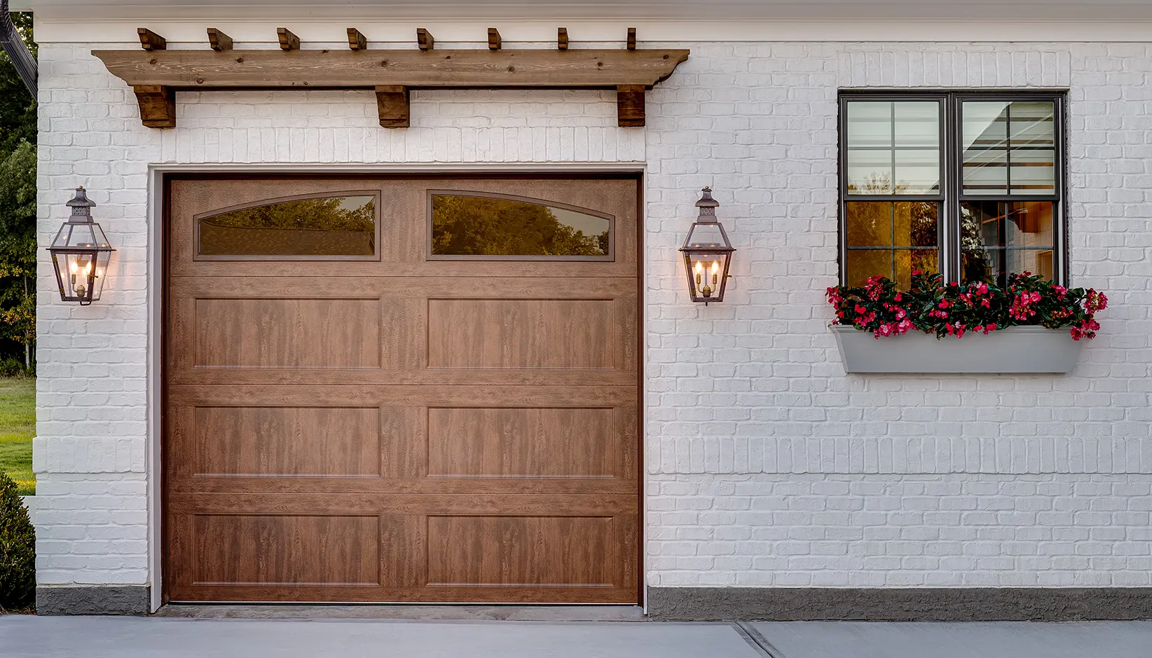 Lifestyle photo of homeowner DIY garage door panel installation