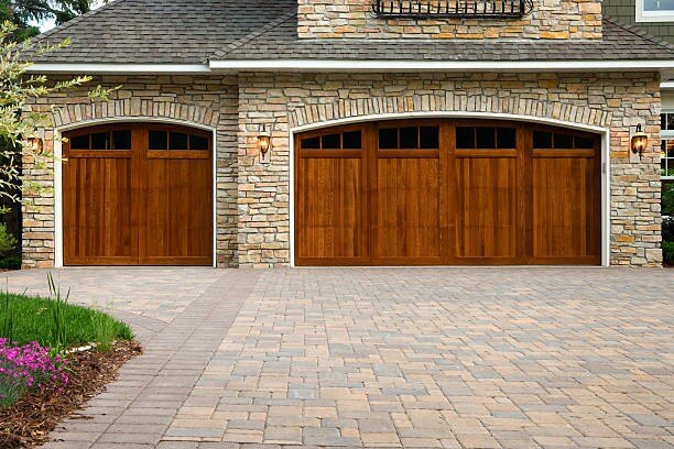 Close-up fiberglass garage door marine-grade coating finish