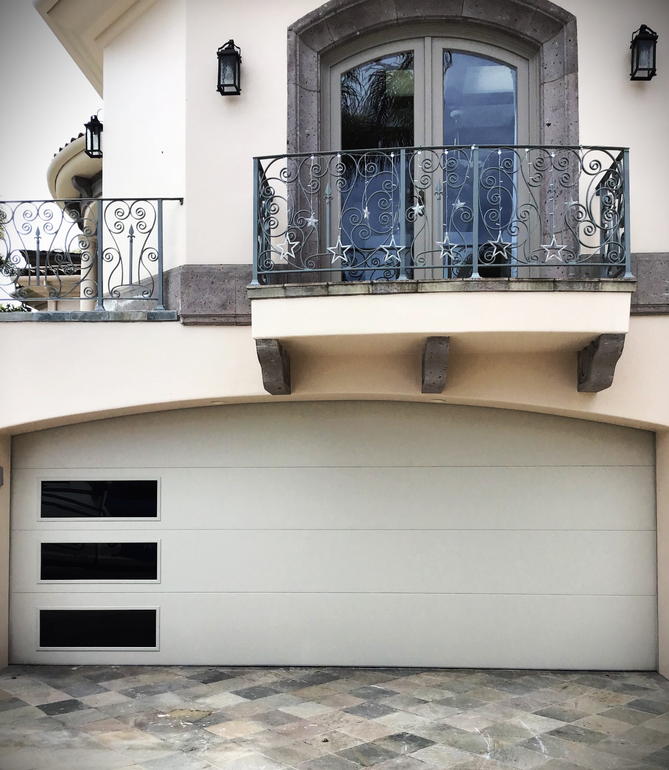 close-up garage door thermal insulation layers
