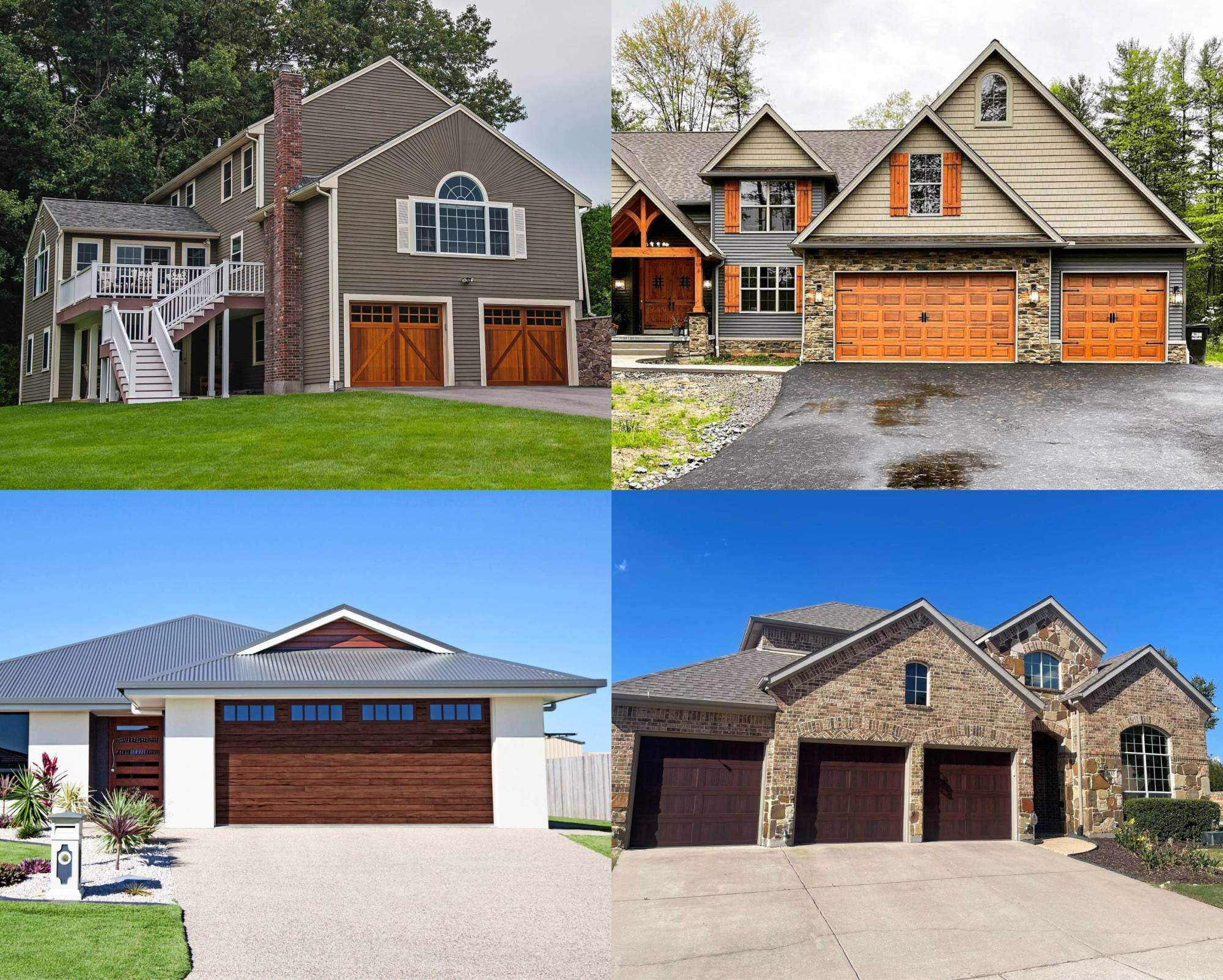 Split Image Modern vs Wooden Garage Doors